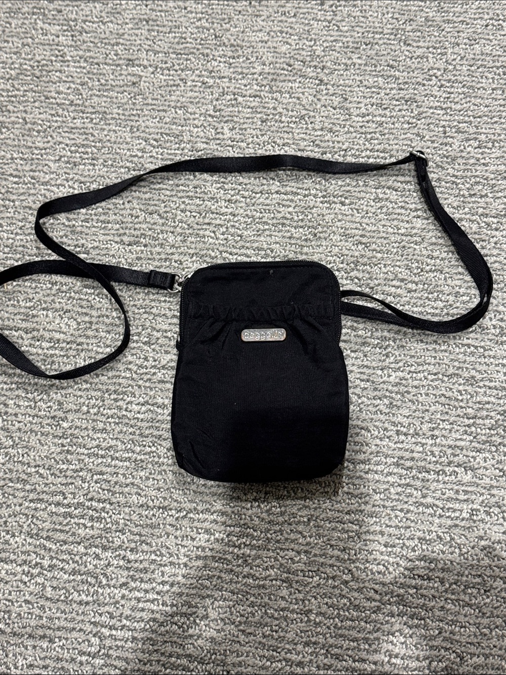 Baggallini Black Nylon Crossbody Pouch with Logo Plaque